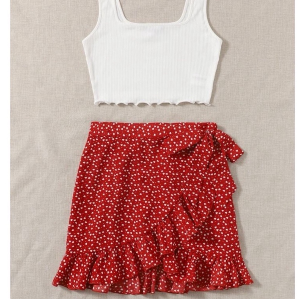 Floral Ruffle Wrap Mini Skirt